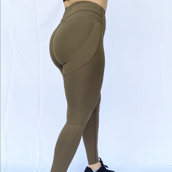 High Rise Butt Lifting Effect Olive Leggings - Picture 5 of 5